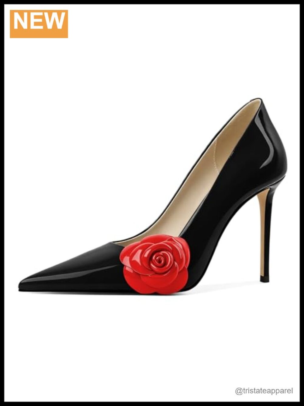 Eldof Women's Pointed Toe Stiletto High Heels Pumps Slip On Flower Dress Shoes